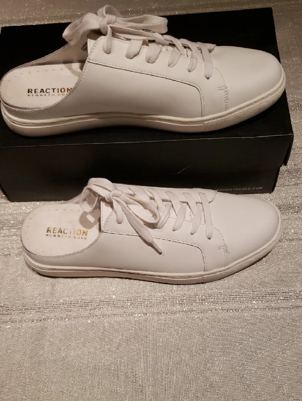 Kenneth Cole NWOT Flats Leather Low-Top Lace Mule Sneakers Open Back Clog Womens - Picture 4 of 11